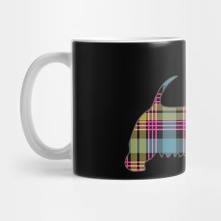 Pink, Blue and Yellow Tartan Scottish Terrier Dog Silhouette Mug